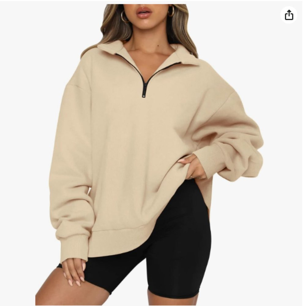 ATHMILE Womens Oversized Half Zip Sweater - Size Medium - NWT